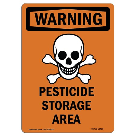 Signmission Safety Sign, OSHA WARNING, 5" Height, Pesticide Storage Area, Portrait, 10PK OS-WS-D-35-V-13408-10PK